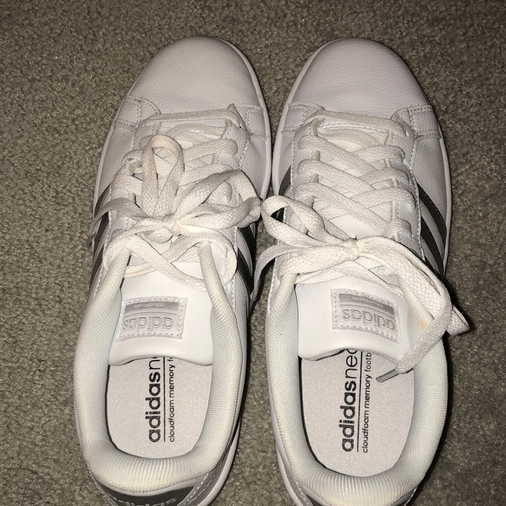 Adidas white shoes with memory foam